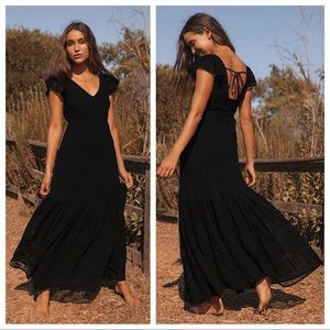 NWOT Lulus Absolutely Divine Black Eyelet Maxi Dress